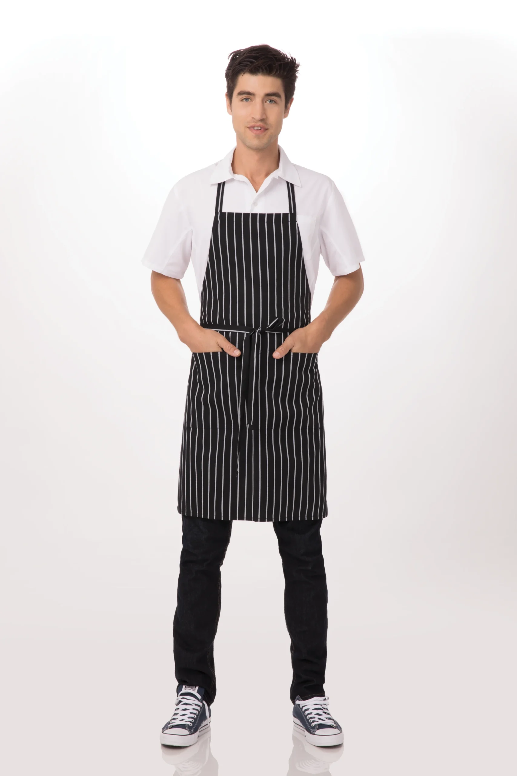 Chalk Stripe Bib Apron